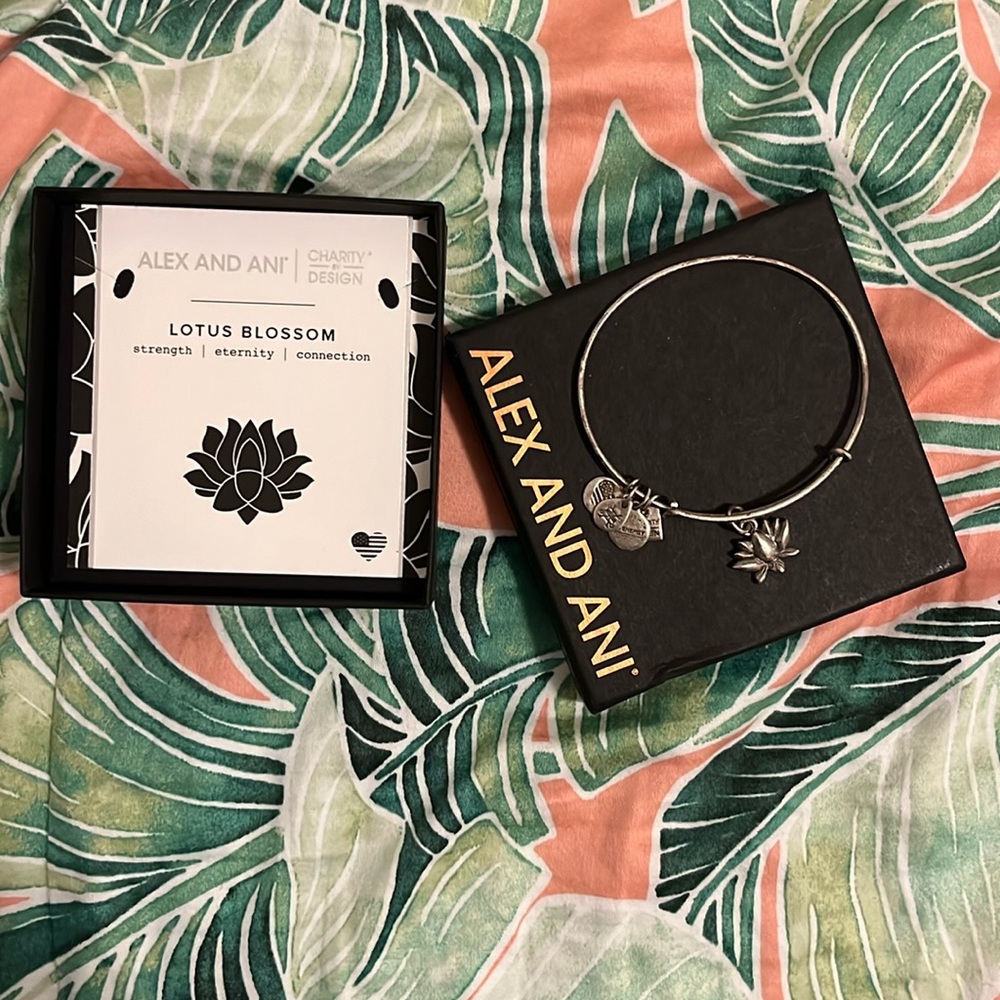 Alex and Ani Lotus Blossom silver bracelet